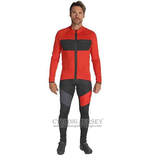 2019 Cycling Jersey Scott Rc Ff Red Black Long Sleeve And Bib Tight